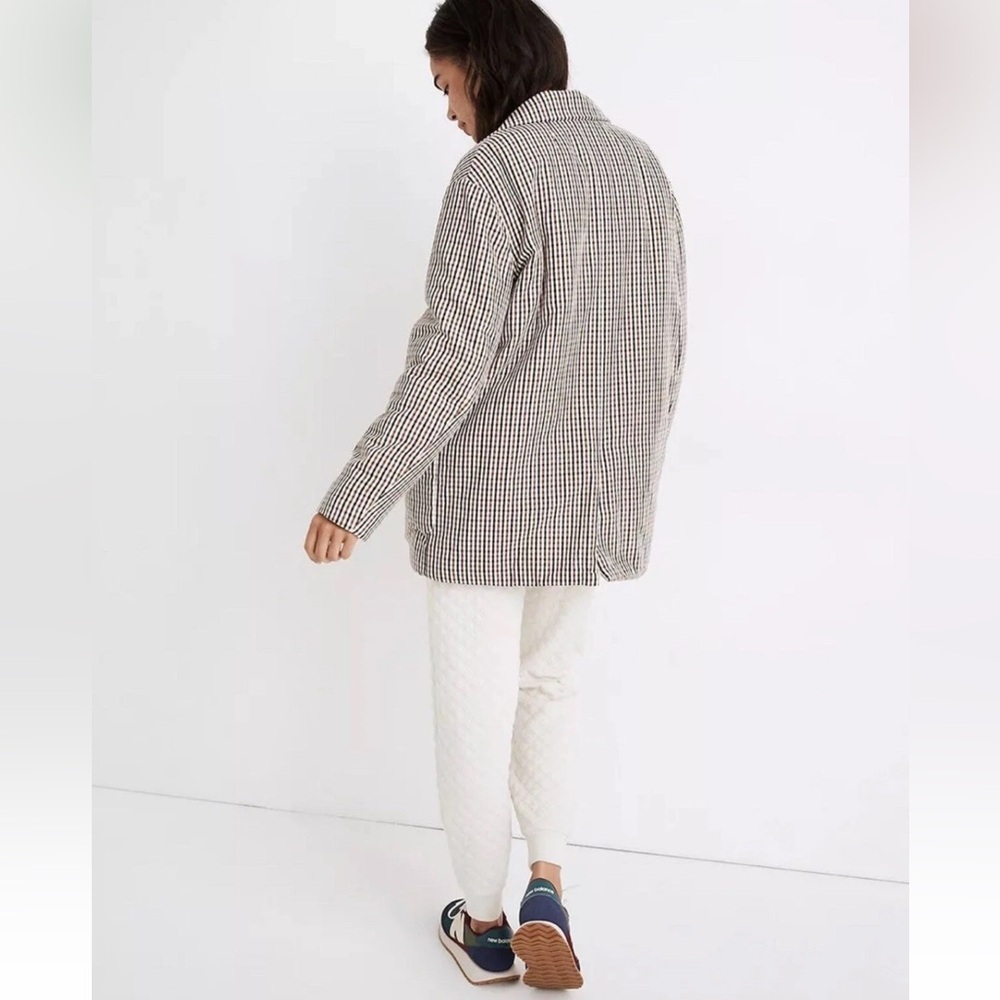Madewell Oversized Padded Houndstooth Jacket Double-Breasted Coat - Picture 5 of 12